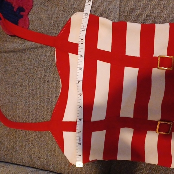 Vintage one piece, red & cream, measurements in photos - Picture 9 of 11